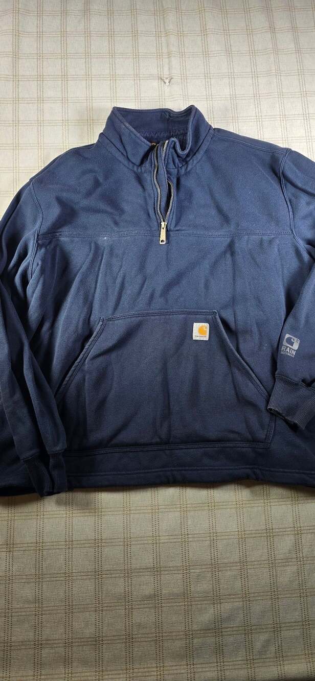 Carhartt Rain Defender Paxton Quarter-Zip Sweatshirt Navy Blue